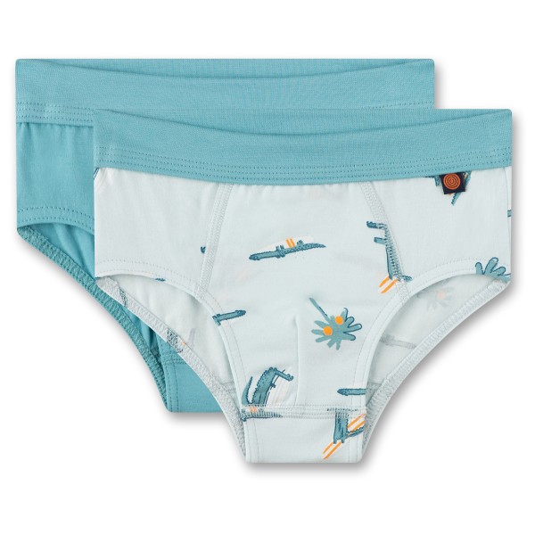 Sanetta - Kid's Boy Modern Mainstream Doppelpack Brief - Unterhose Gr 104;116;128;140;92 grau/türkis von Sanetta