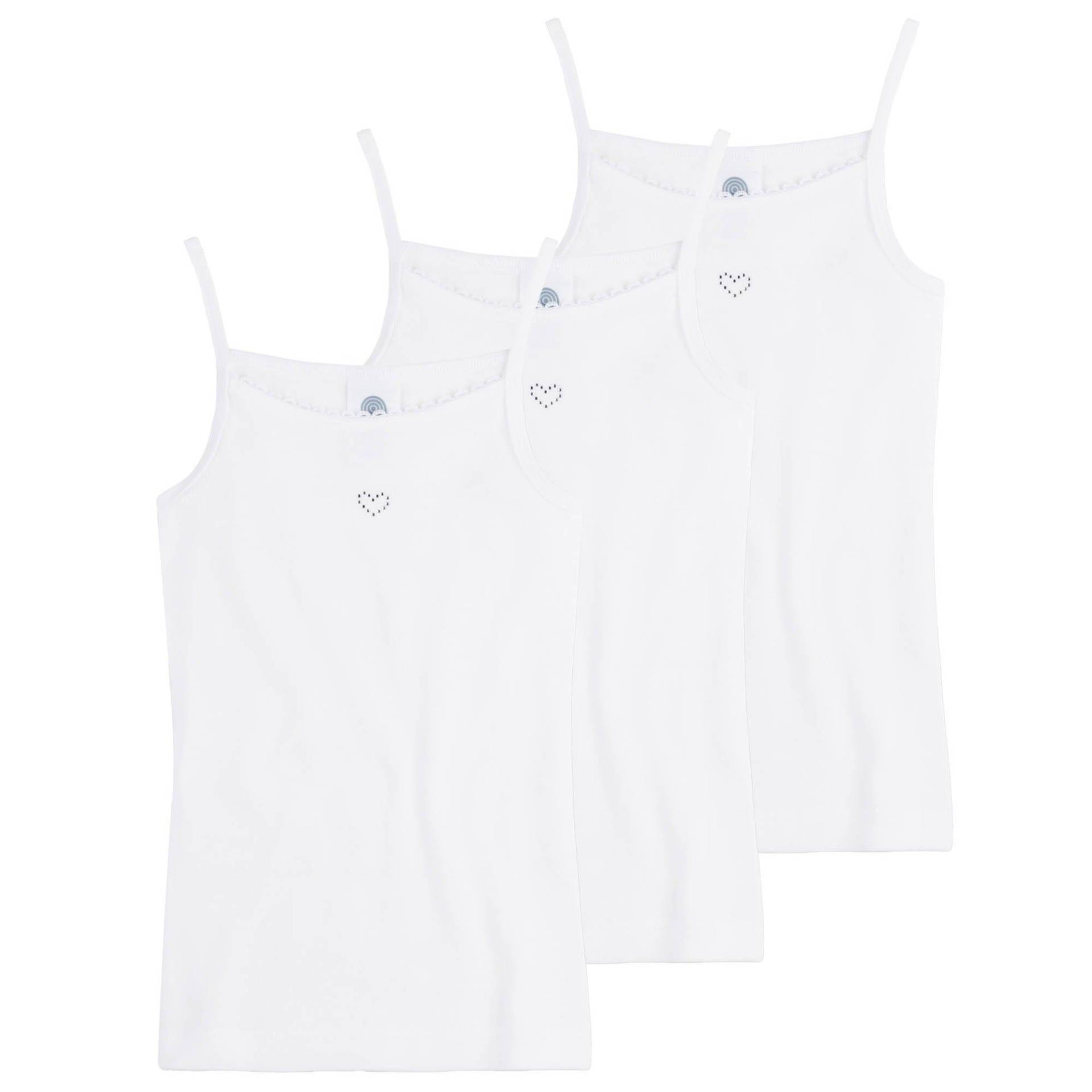 Unterhemden 3er Pack - Basic Shirt Mit Herzmotiv Mädchen Weiss 116 von Sanetta