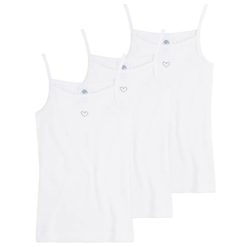 Unterhemden 3er Pack - Basic Shirt Mit Herzmotiv Mädchen Weiss 176 von Sanetta
