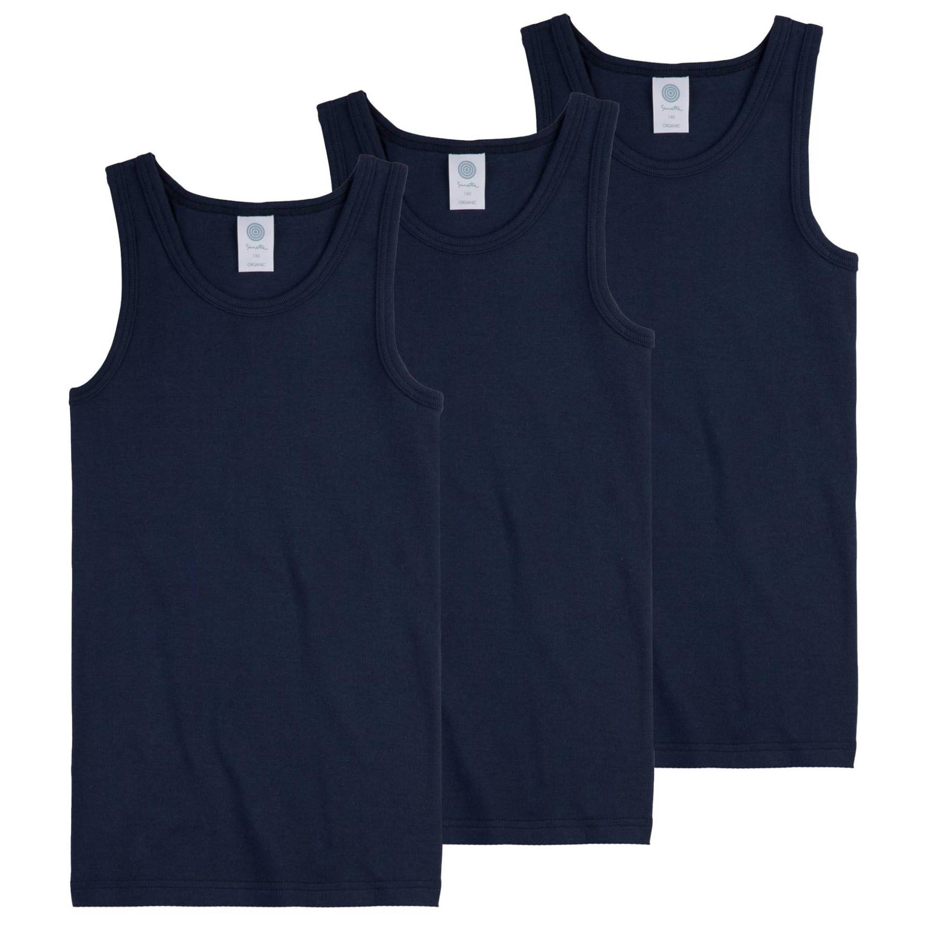 Unterhemden 3er Pack Jungen Blau 152 von Sanetta