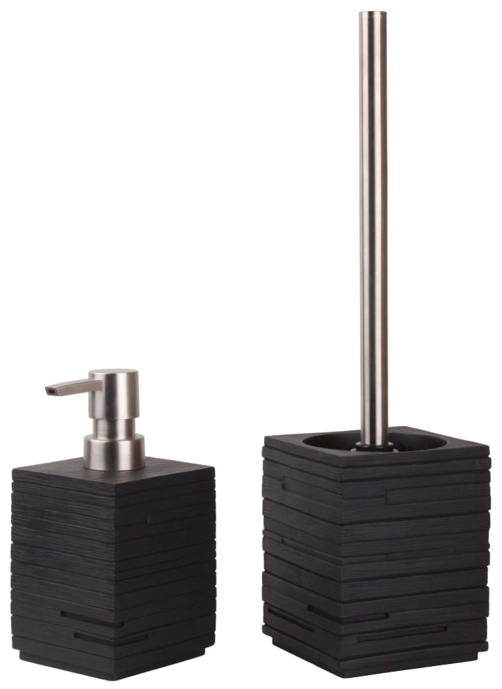 Sanilo Badaccessoire-Set »Calero Black«, (Kombi-Set, 2 tlg.), bestehend aus Seifenspender und WC-Bürste, geriffelt von Sanilo