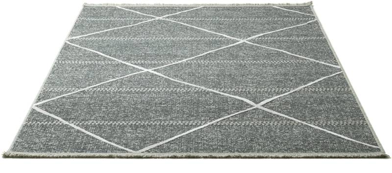 Sansibar Teppich »Braderup«, rechteckig, 2 mm Höhe, Flachgewebe, modernes Scandi Design, Motiv Rauten, mit Fransen von Sansibar