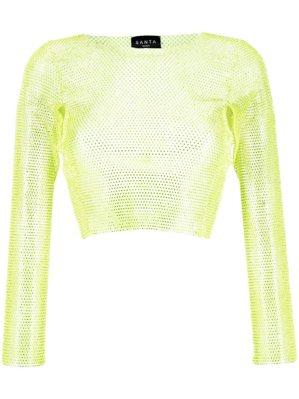 Santa Brands rhinestone-embellished mesh cropped top - Green von Santa Brands