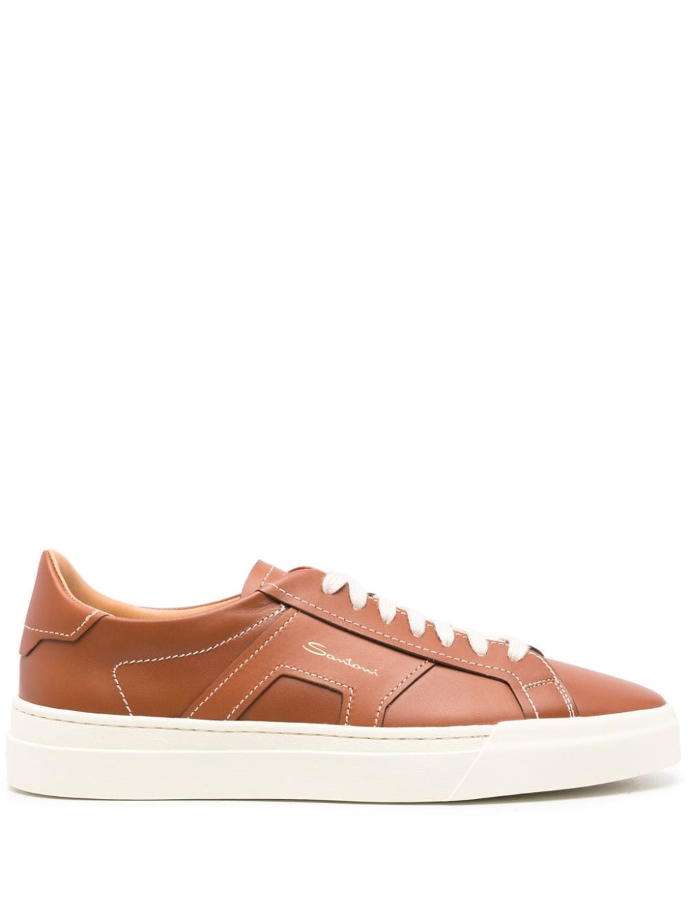 Santoni Double Buckle leather sneakers - Brown von Santoni