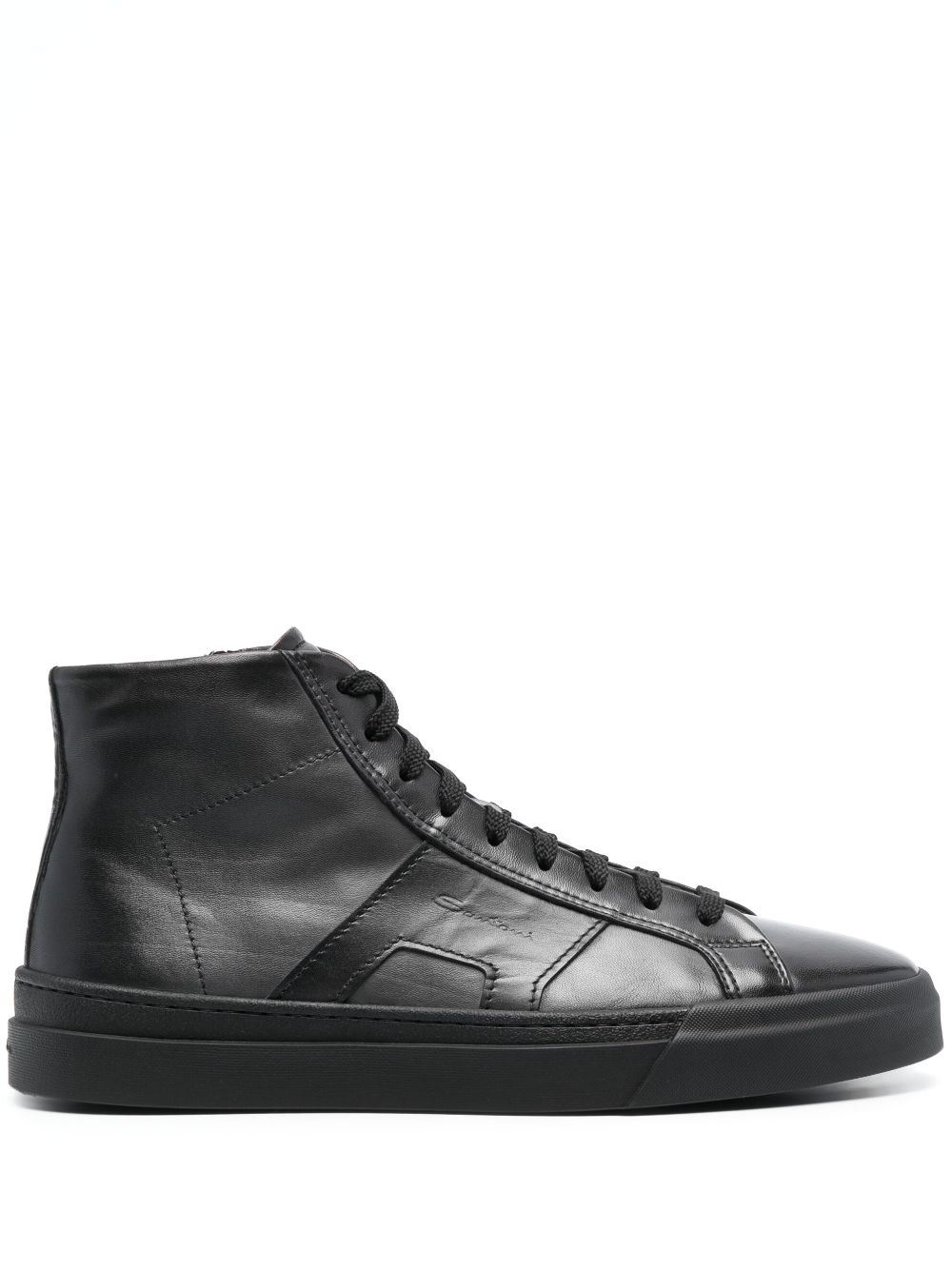 Santoni Gong high-top leather sneakers - Black von Santoni