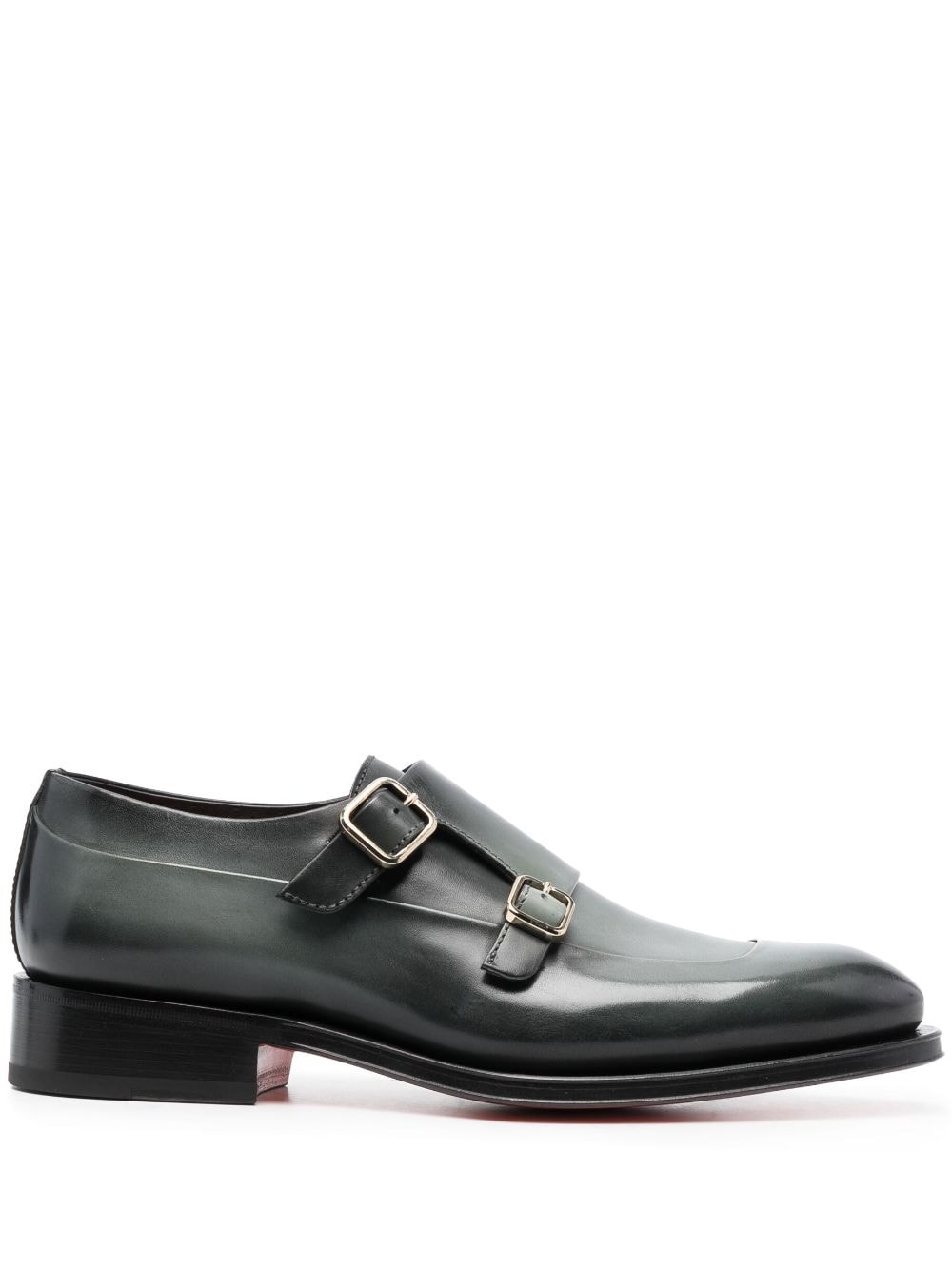 Santoni almond-toe leather monk shoes - Green von Santoni