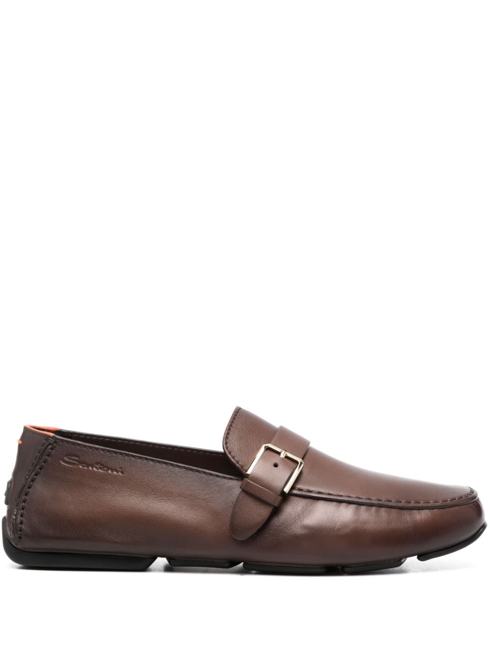 Santoni buckled leather monk shoes - Brown von Santoni