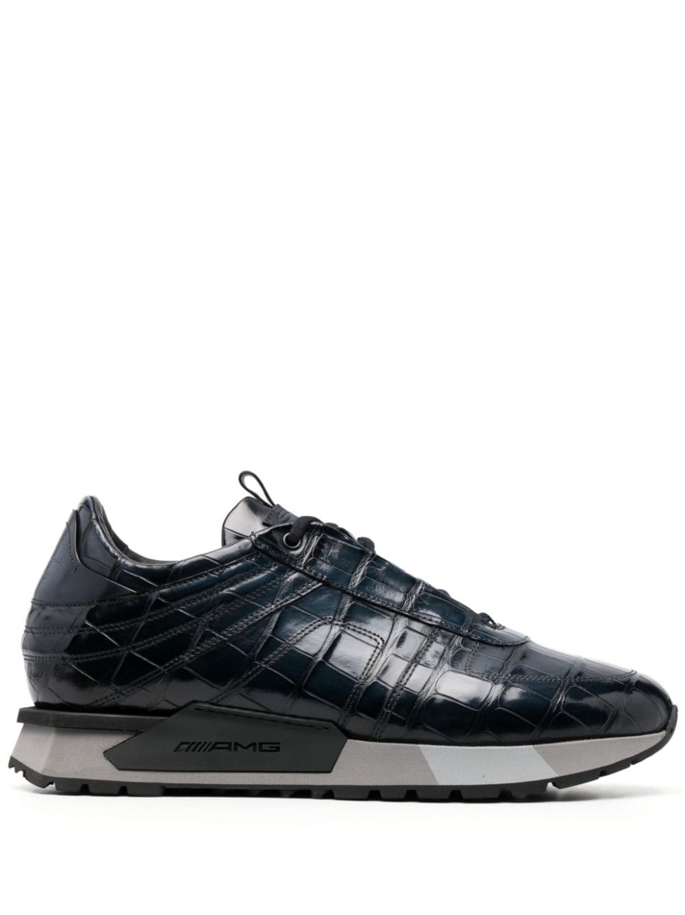 Santoni crocodile-effect low-top sneakers - Blue von Santoni