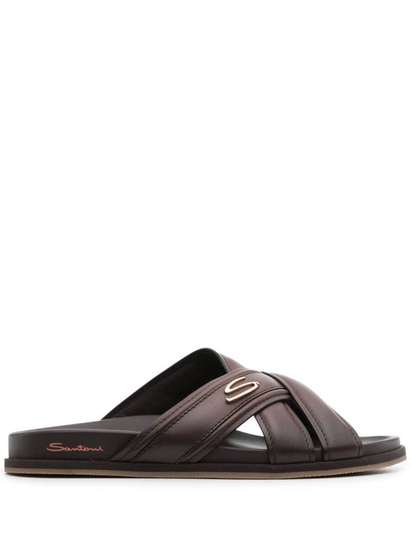 Santoni crossover-straps leather sandals - Brown von Santoni