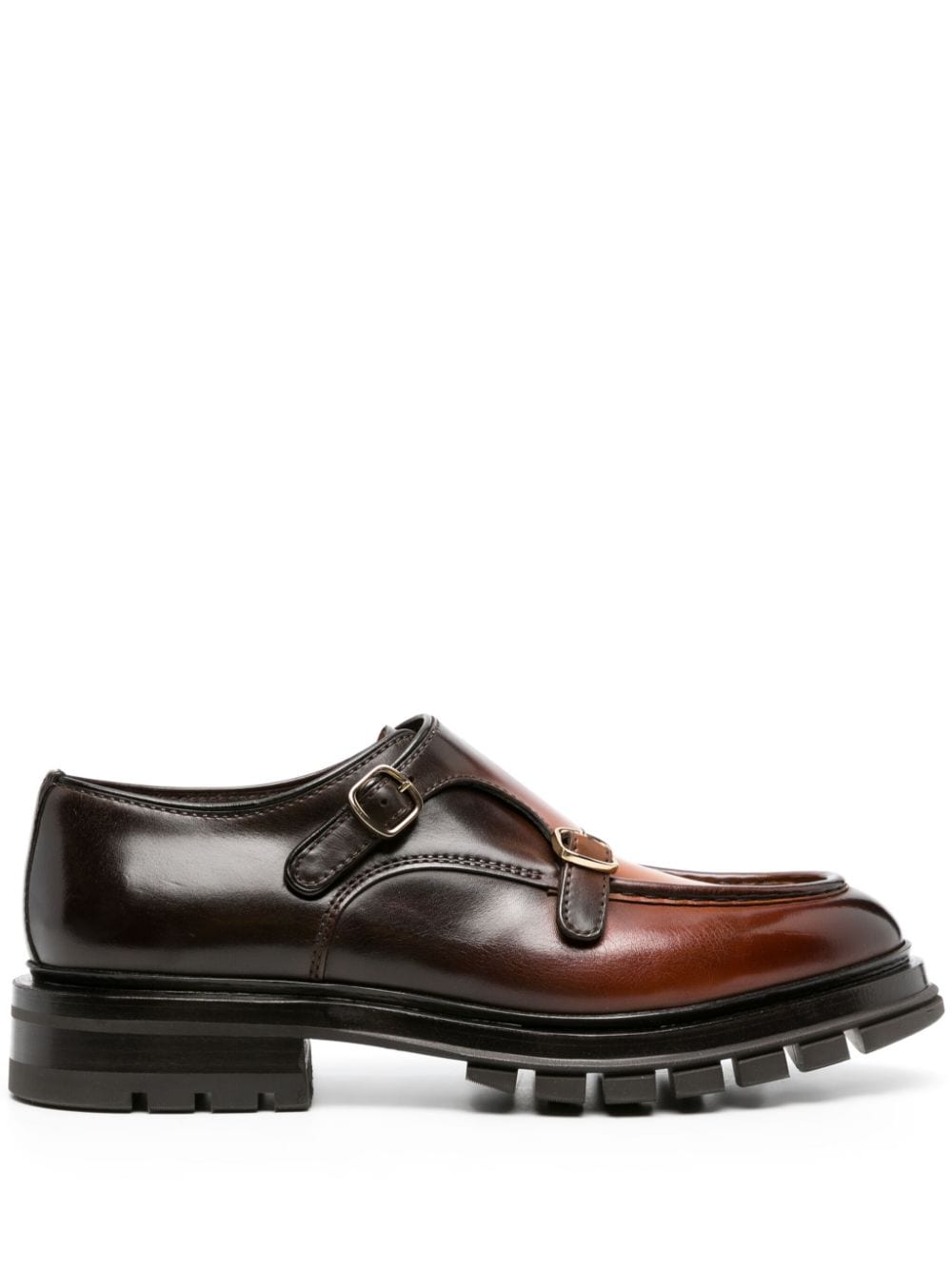 Santoni double-buckle leather loafers - Brown von Santoni