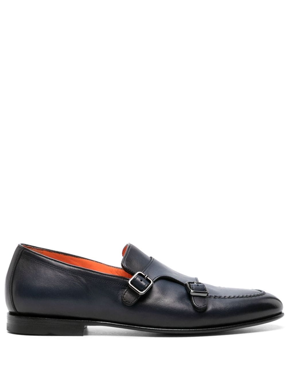 Santoni double-buckle leather monk shoes - Blue von Santoni