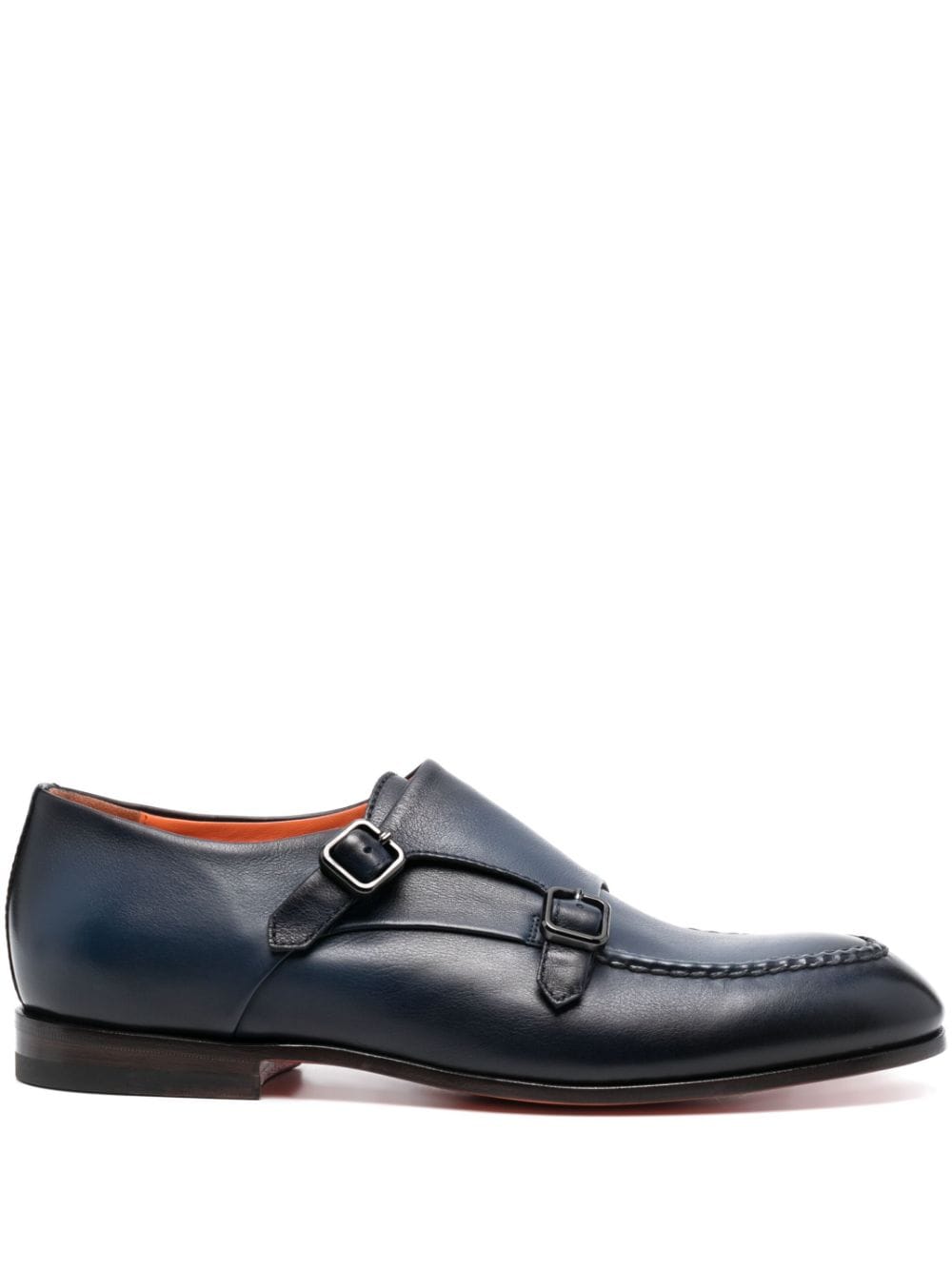 Santoni double-buckle leather monk shoes - Blue von Santoni