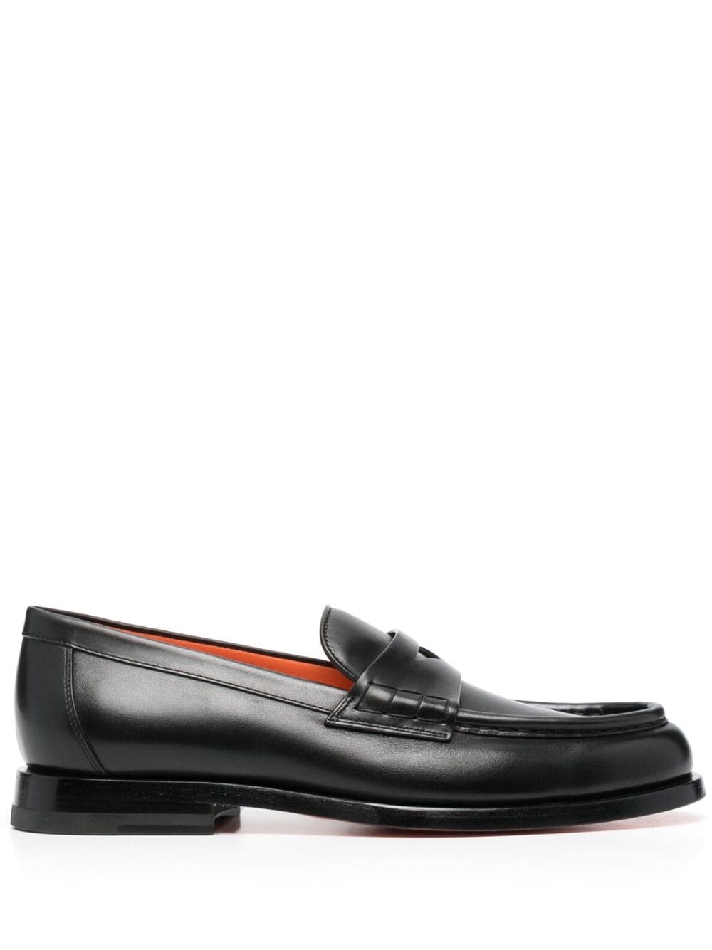 Santoni flat leather loafers - Black von Santoni