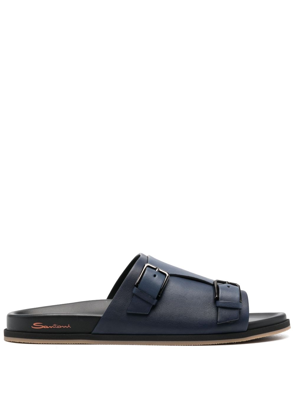 Santoni flat leather sandals - Blue von Santoni