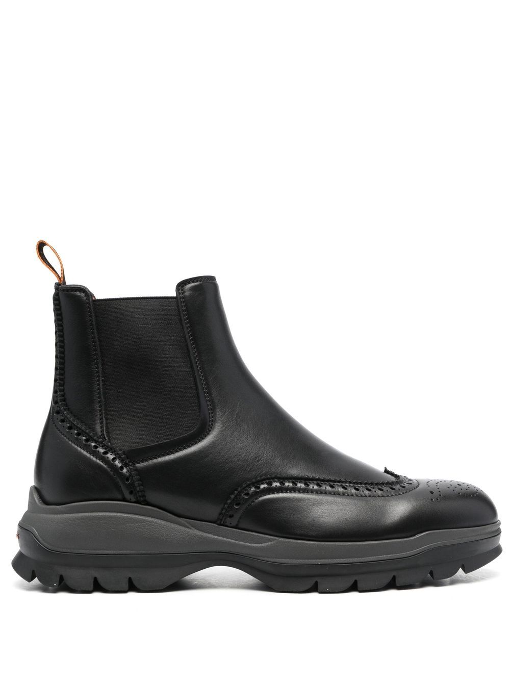 Santoni leather brogue Chelsea boots - Black von Santoni