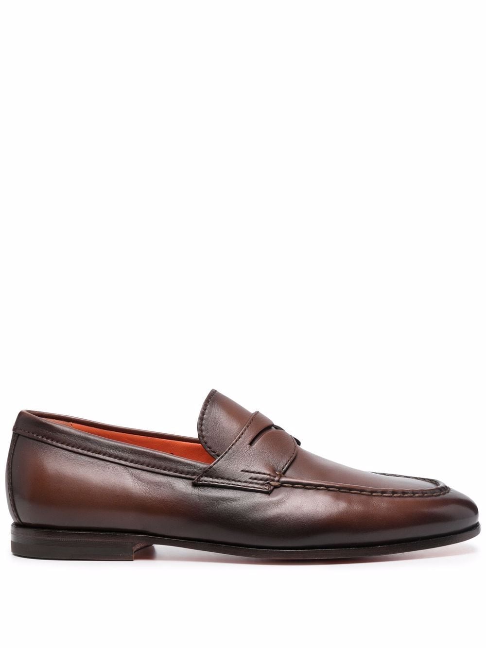 Santoni leather flat loafers - Brown von Santoni