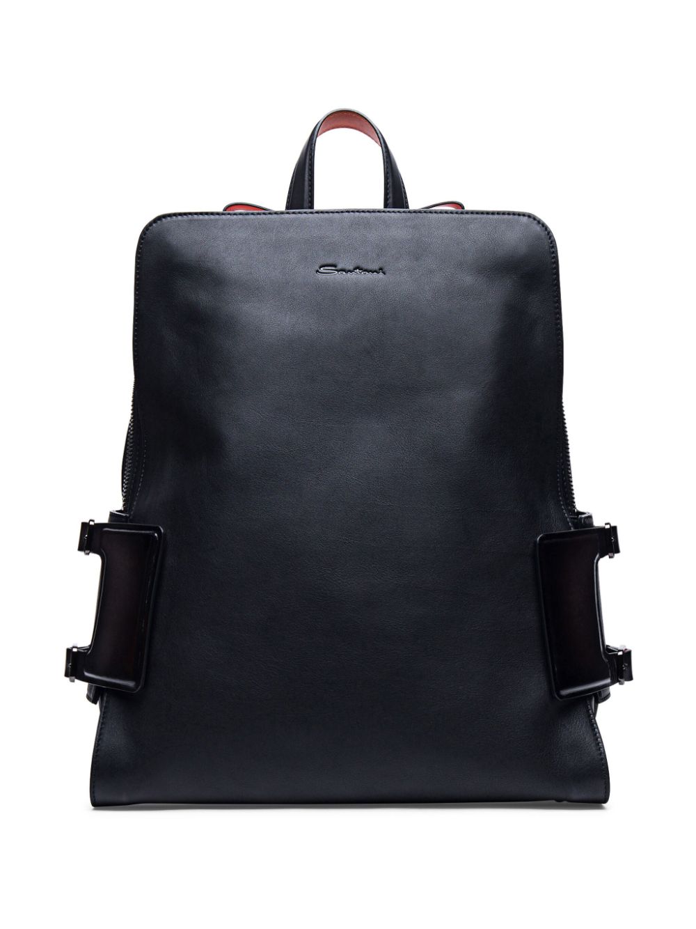 Santoni logo-debossed leather backpack - Black von Santoni