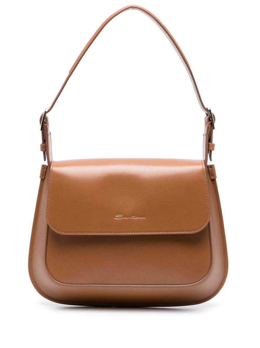 Santoni logo-debossed leather shoulder bag - Brown von Santoni