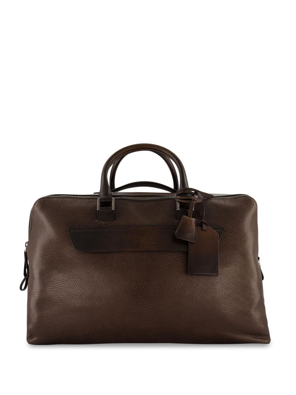 Santoni logo-debossed leather weekend bag - Brown von Santoni