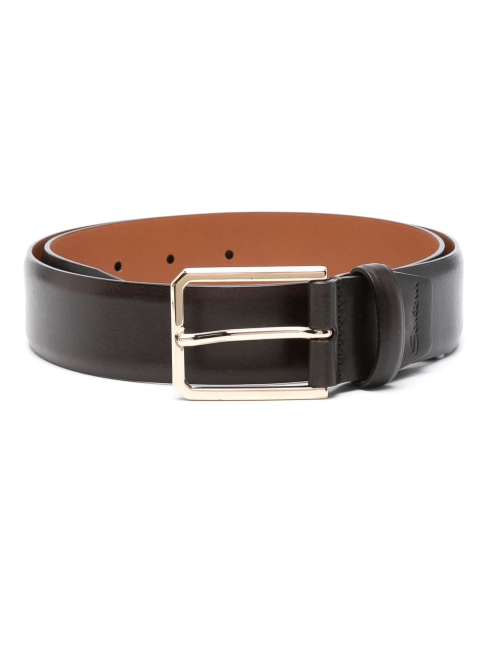 Santoni logo-engraved leather belt - Black von Santoni