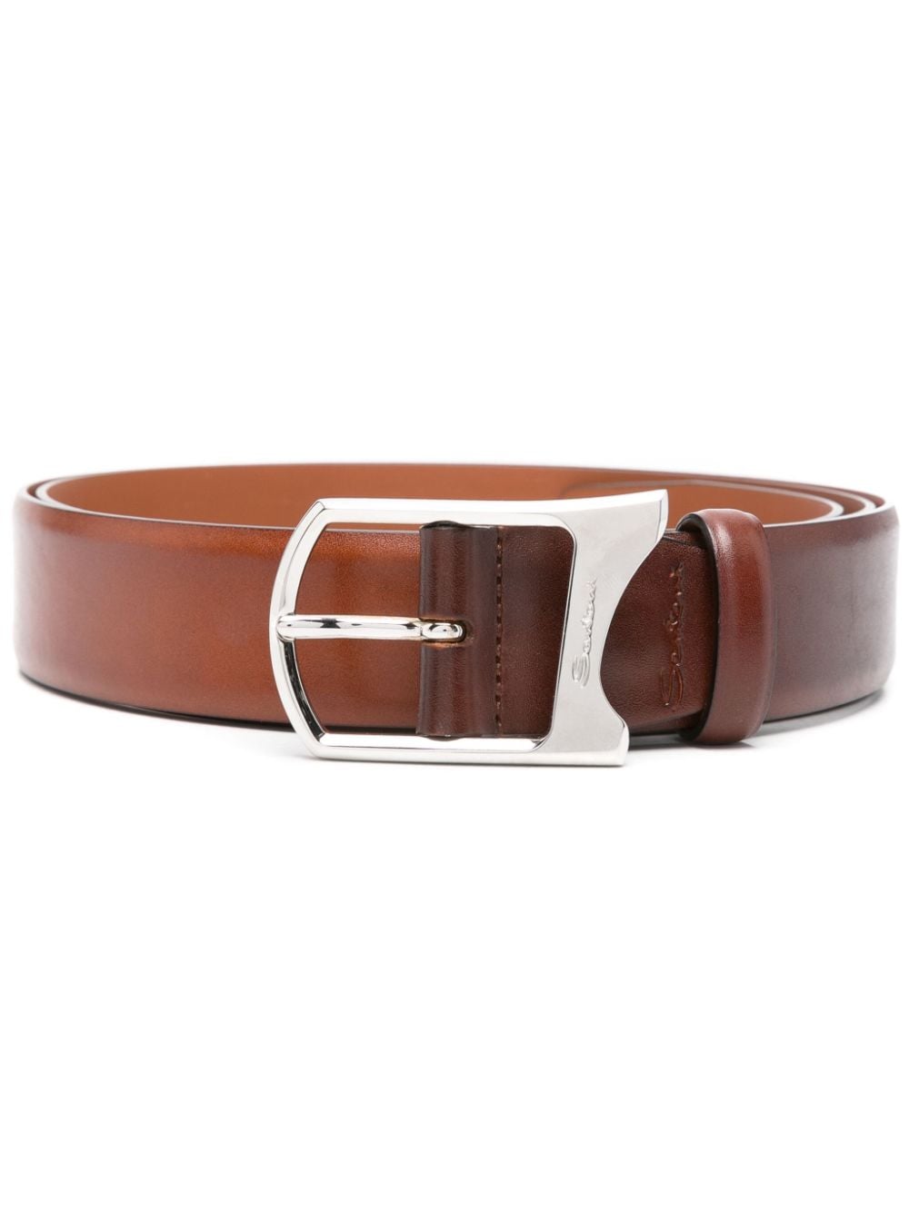 Santoni logo-engraved leather belt - Brown von Santoni
