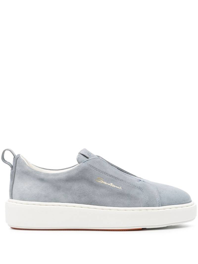 Santoni logo-print suede sneakers - Blue von Santoni