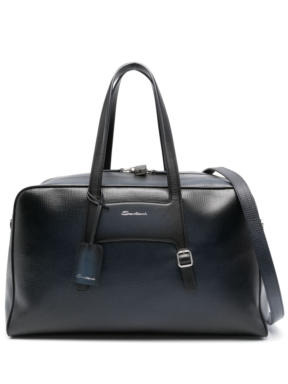 Santoni logo-stamp leather luggage bag - Blue von Santoni