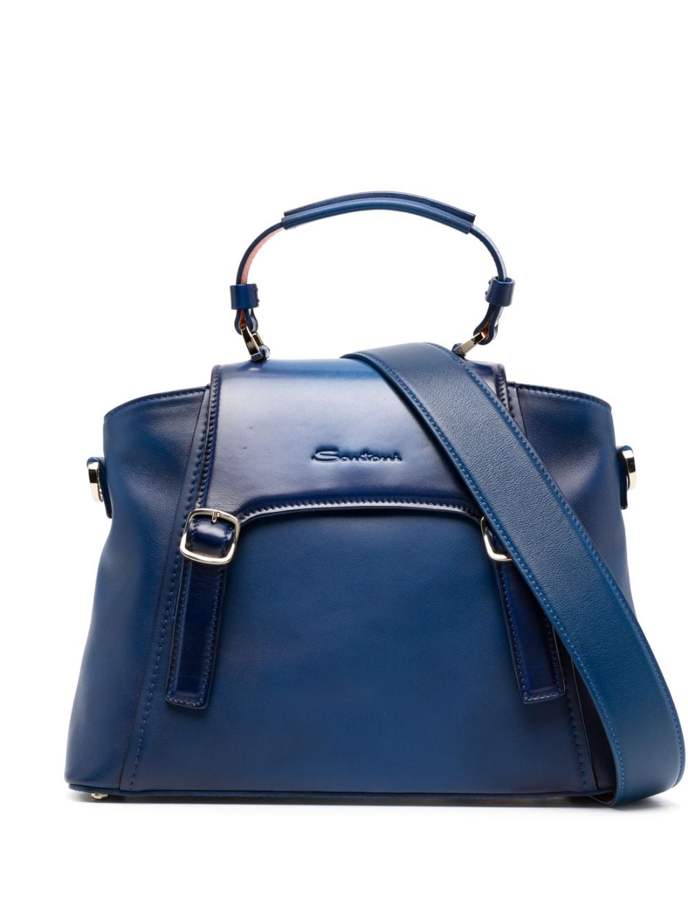 Santoni medium logo-debossed tote bag - Blue von Santoni