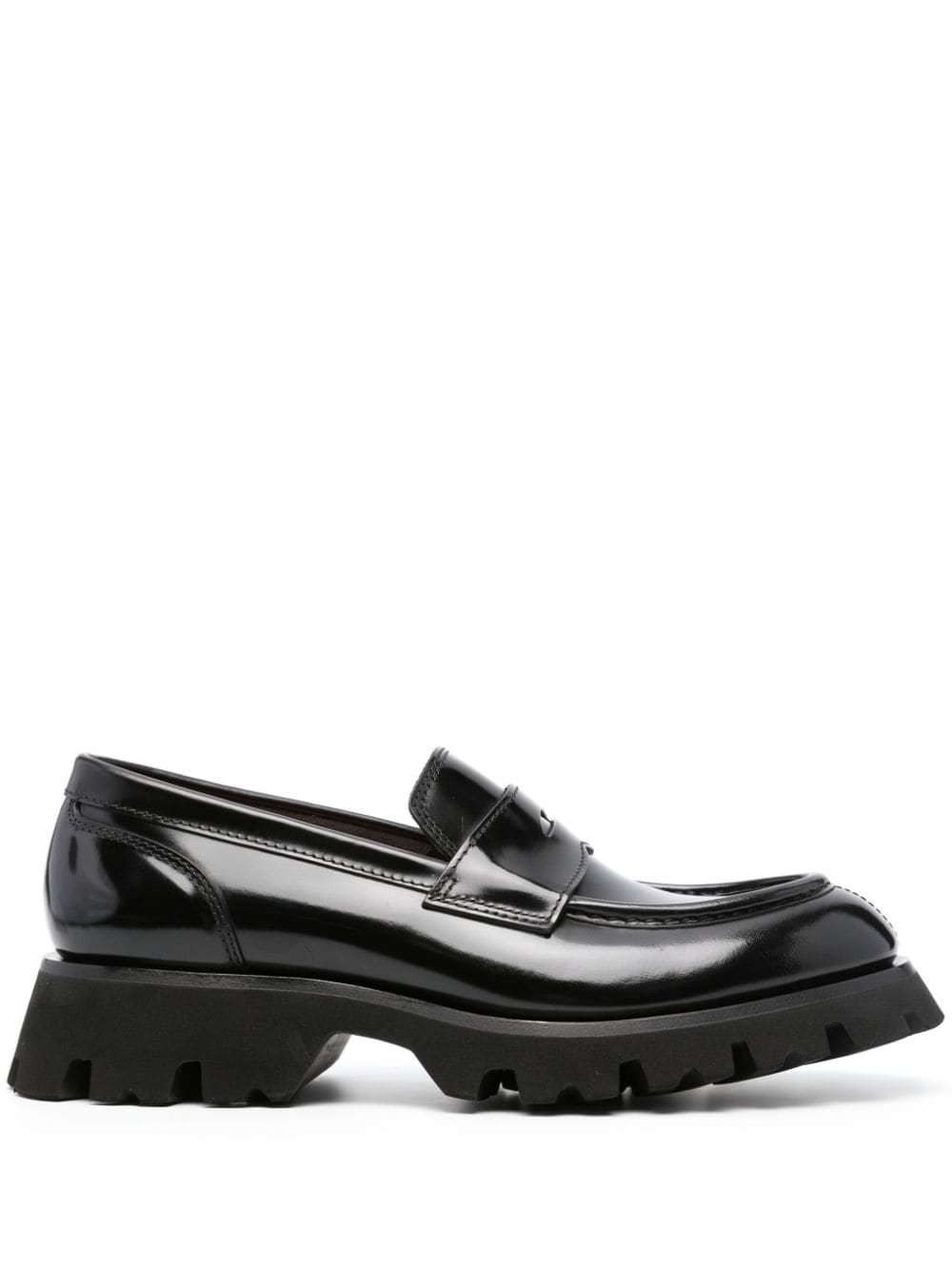 Santoni patent-finish leather loafers - Black von Santoni