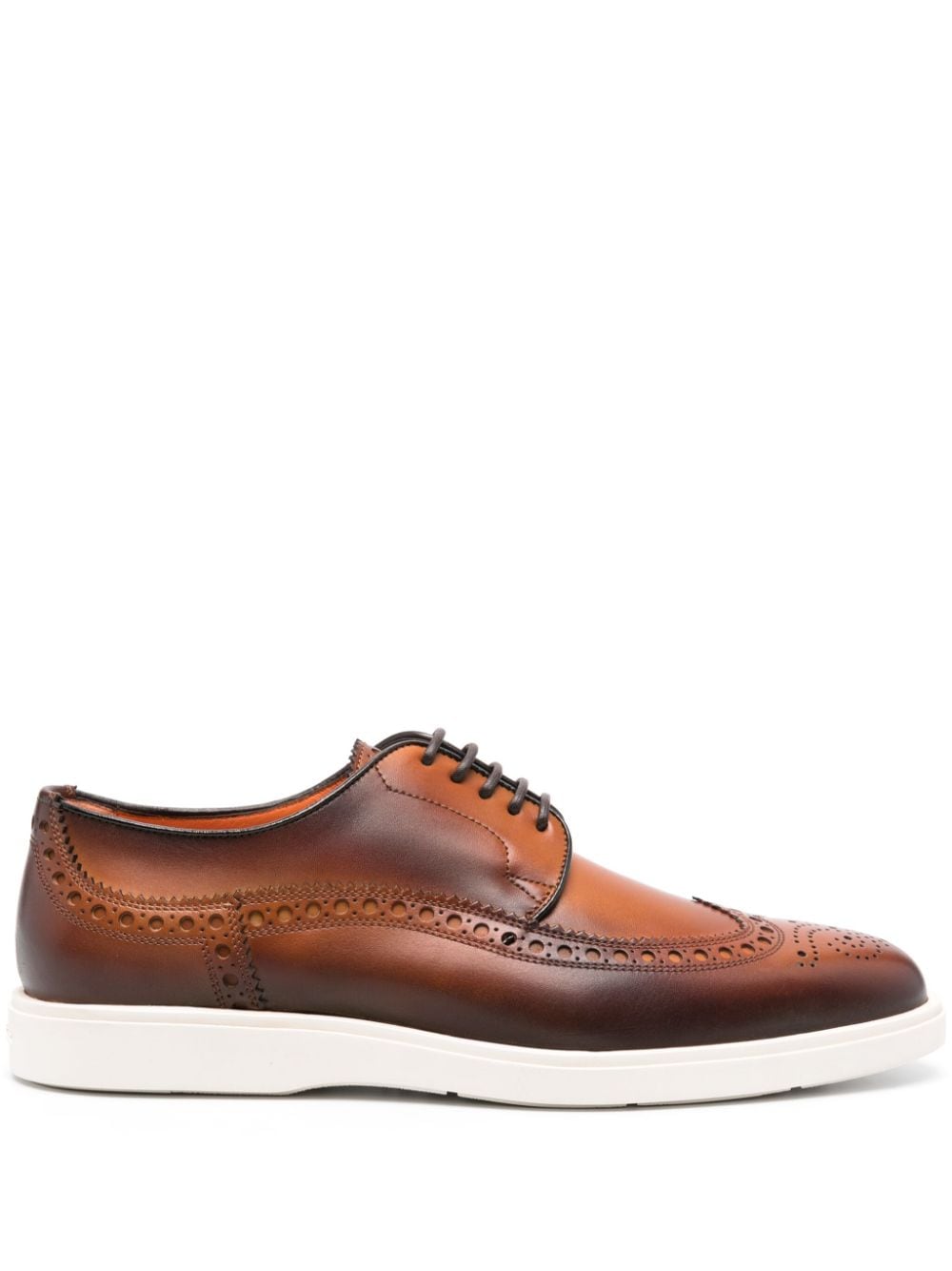 Santoni polished leather brogues - Brown von Santoni