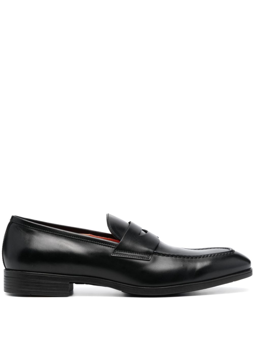 Santoni polished leather penny loafers - Black von Santoni