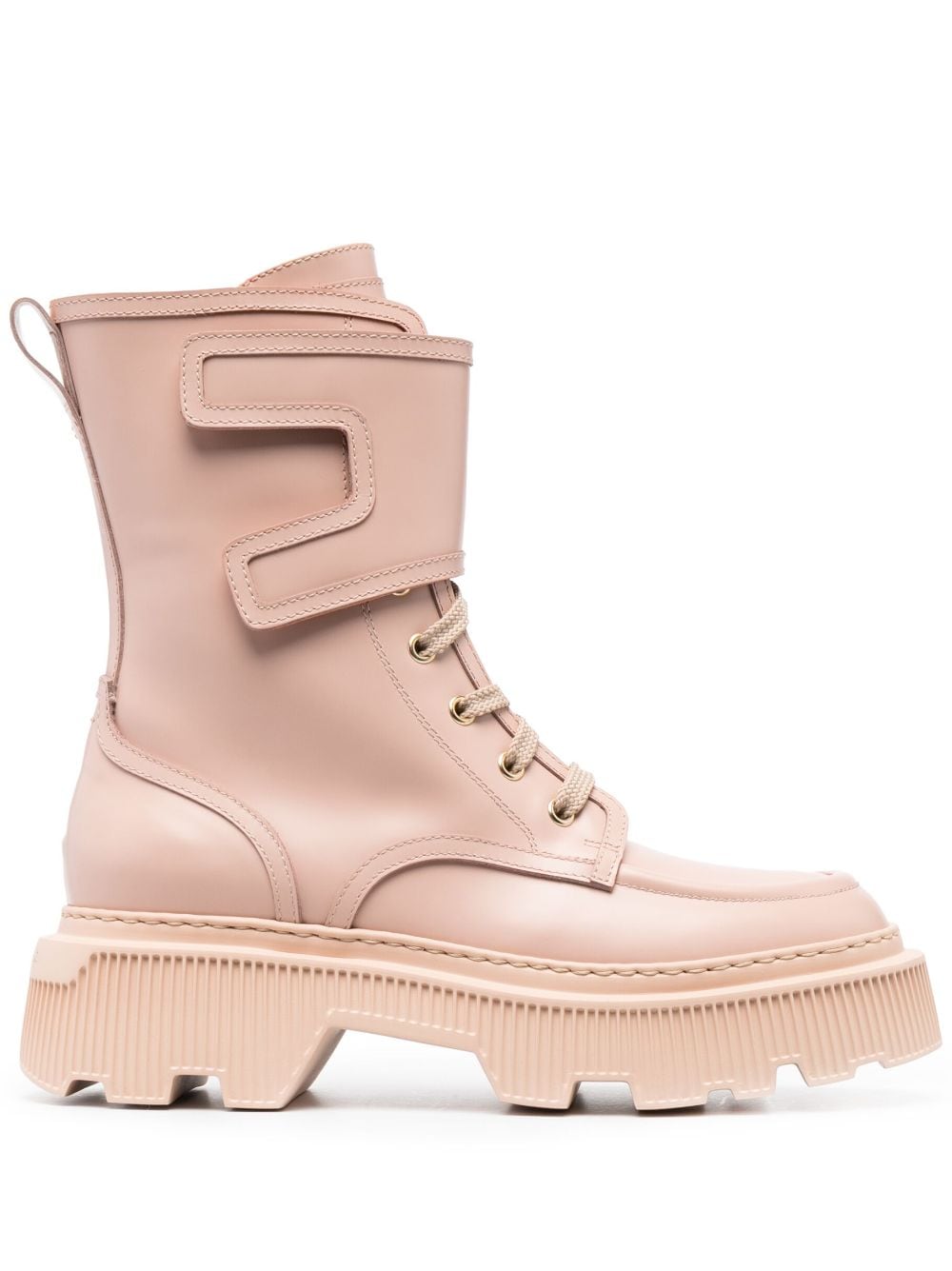 Santoni round-toe leather boots - Pink von Santoni