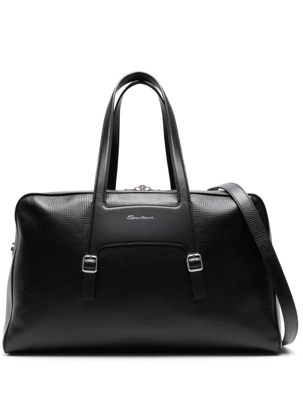 Santoni zip-up leather luggage bag - Black von Santoni