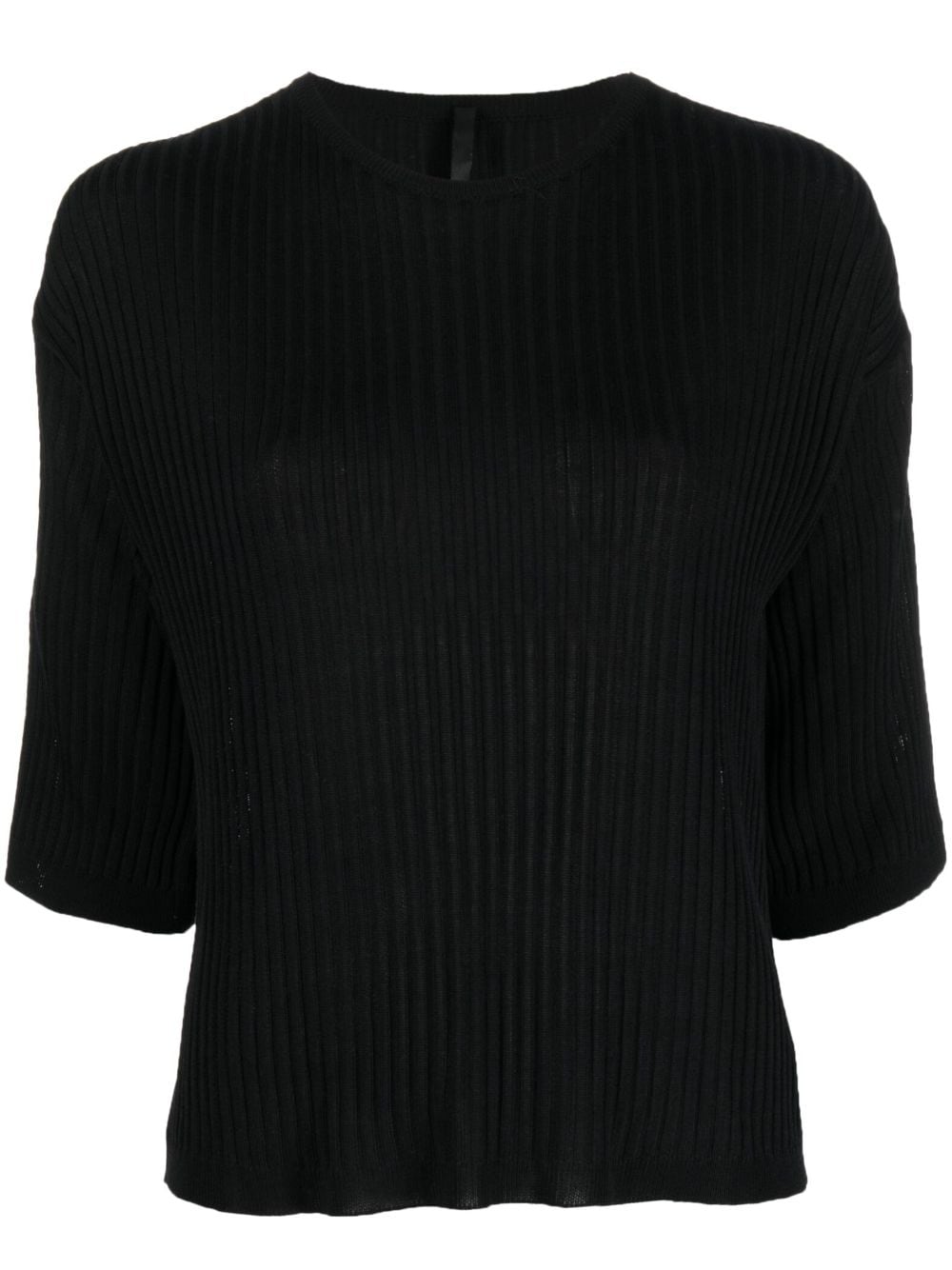 Sara Lanzi short-sleeve ribbed-knit top - Black von Sara Lanzi