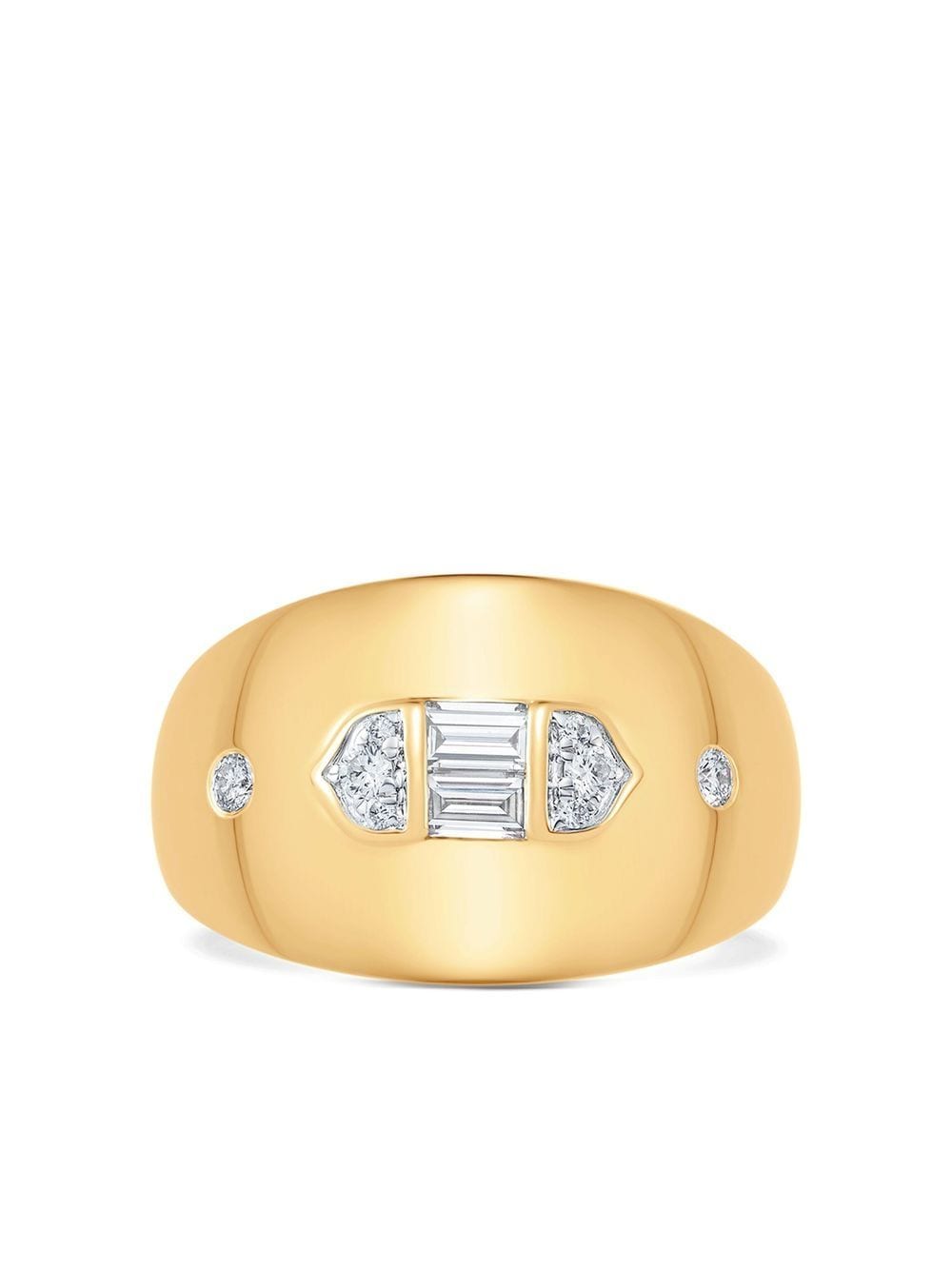 Sara Weinstock 18kt yellow gold Aurora Taj diamond baguette signet ring von Sara Weinstock