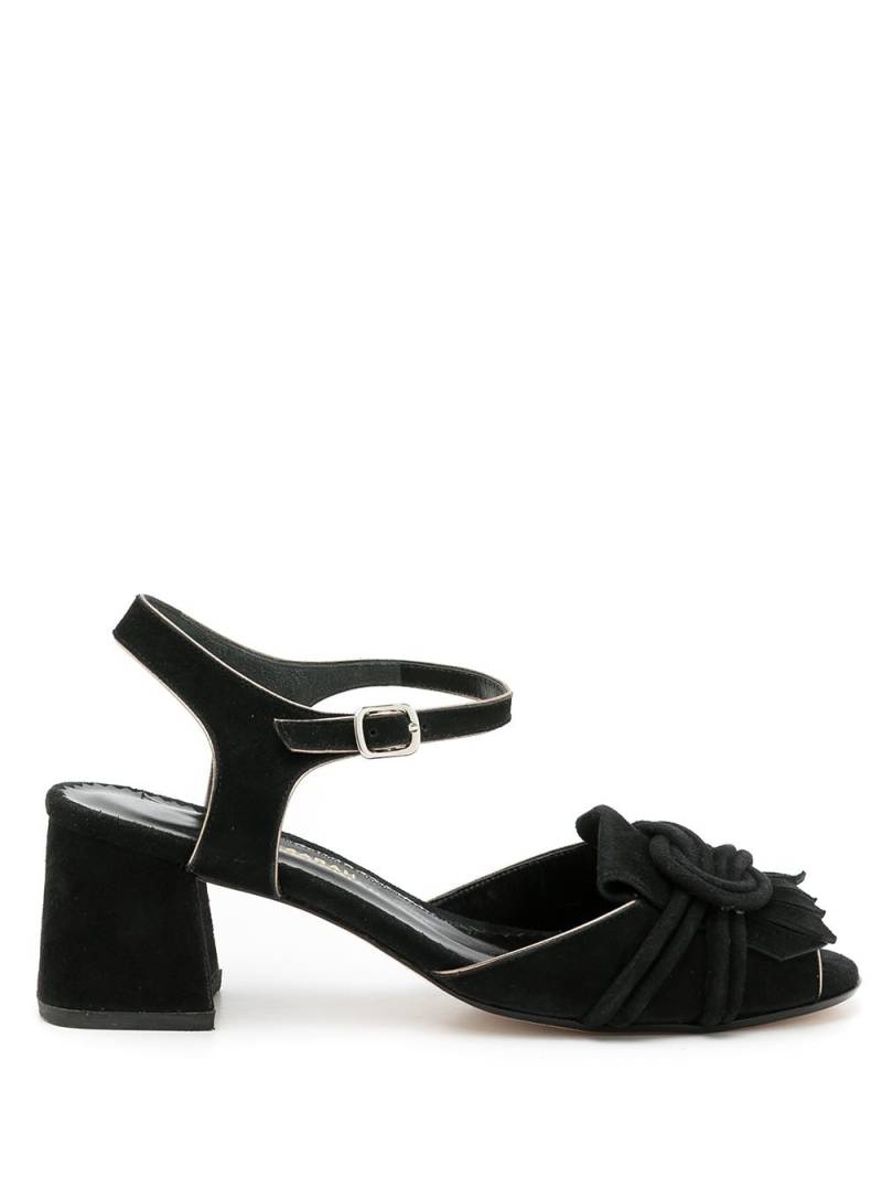 Sarah Chofakian Antonieta fringe-flap sandals - Black von Sarah Chofakian
