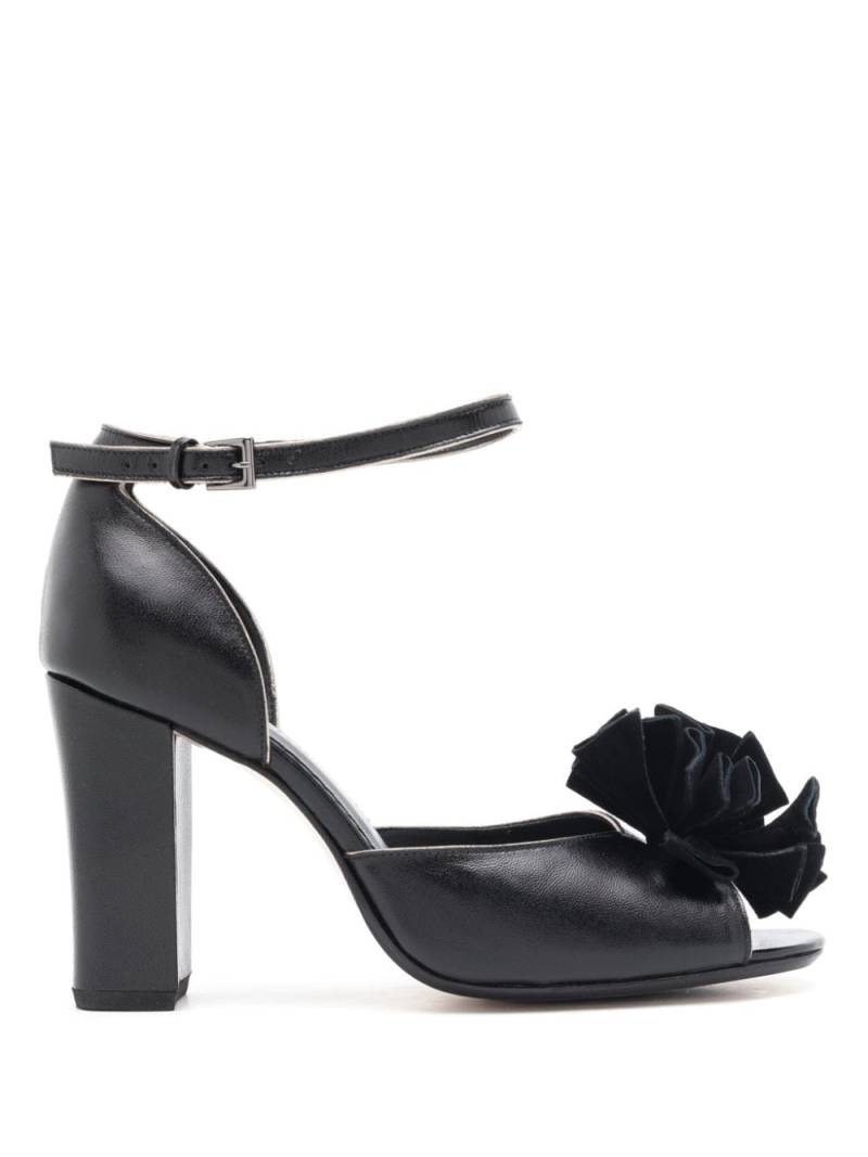 Sarah Chofakian Chantilly 75mm floral-appliqué leather sandals - Black von Sarah Chofakian