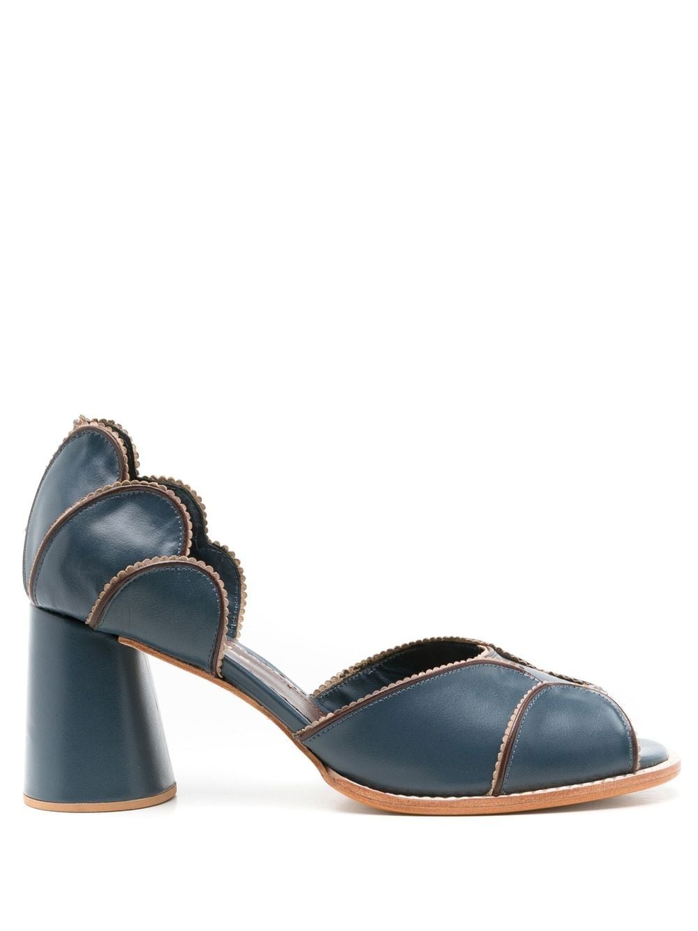 Sarah Chofakian Pattrice 65mm scallop-edge sandals - Blue von Sarah Chofakian