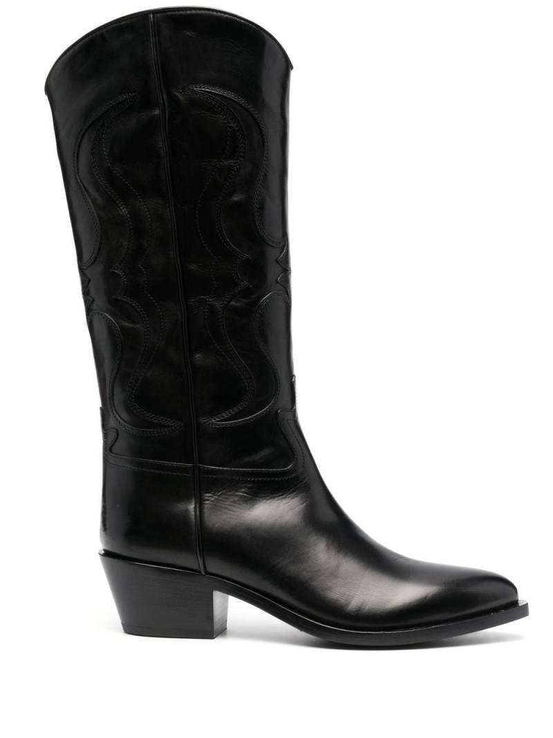 Sartore knee-high leather cowboy boots - Black von Sartore