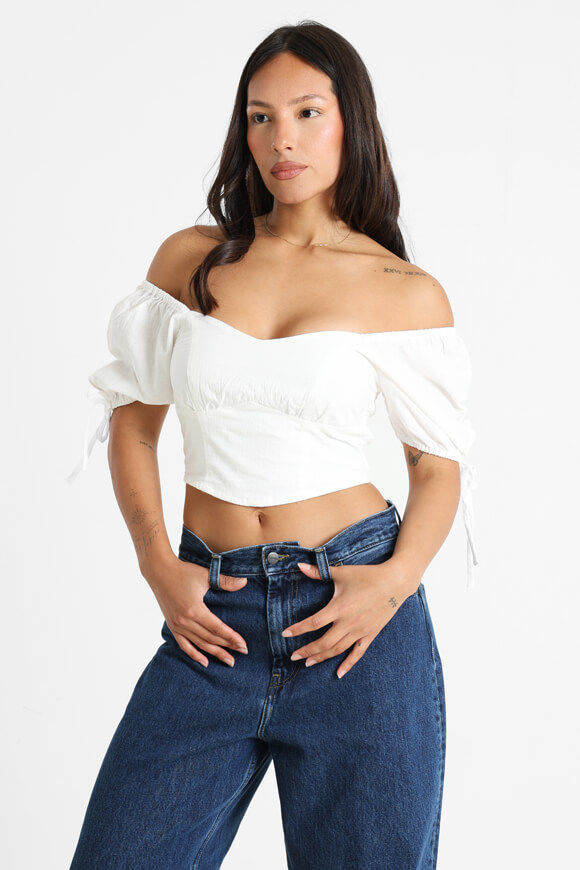 Savage Honey Off Shoulder Crop T-Shirt | Ecru | Damen  | XS von Savage Honey