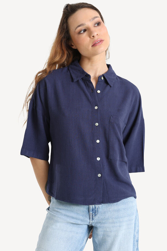 Savage Honey Crop Leinenhemd | Marineblau | Damen  | M von Savage Honey