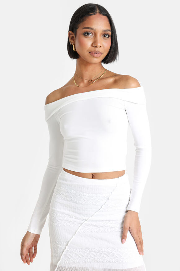 Savage Honey Off Shoulder Langarmshirt | Offwhite | Damen  | XS von Savage Honey