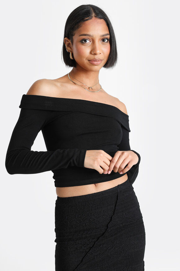 Savage Honey Off Shoulder Langarmshirt | Schwarz | Damen  | S von Savage Honey