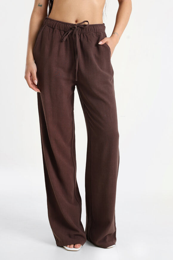Savage Honey Wide Leg Leinenhose | Dunkelbraun | Damen  | M von Savage Honey