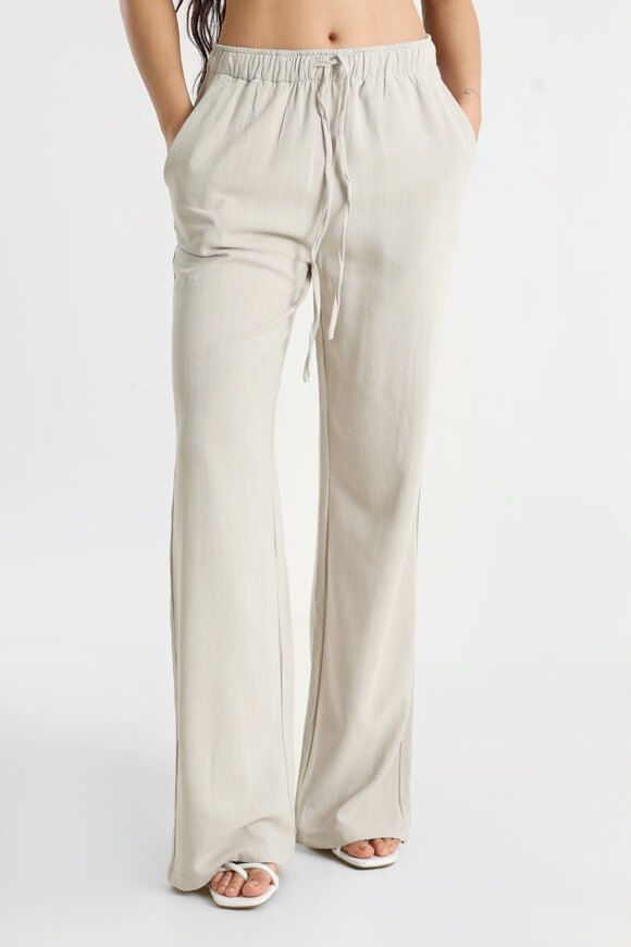 Savage Honey Wide Leg Leinenhose | Stone | Damen  | XXS von Savage Honey