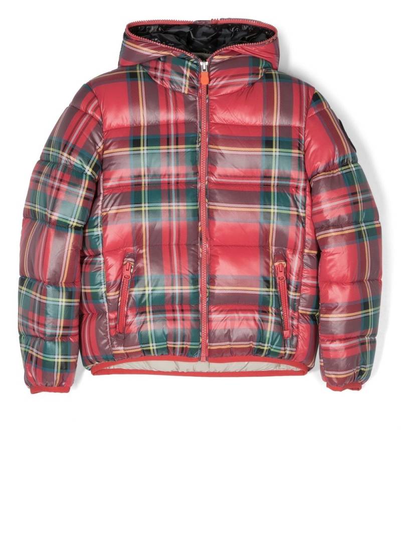 Save The Duck Kids check-print puffer jacket - Red von Save The Duck Kids