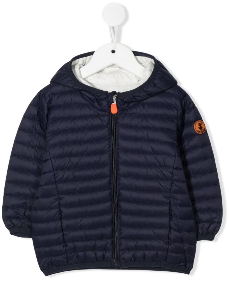 Save The Duck Kids hooded zip-up quilted jacket - Blue von Save The Duck Kids