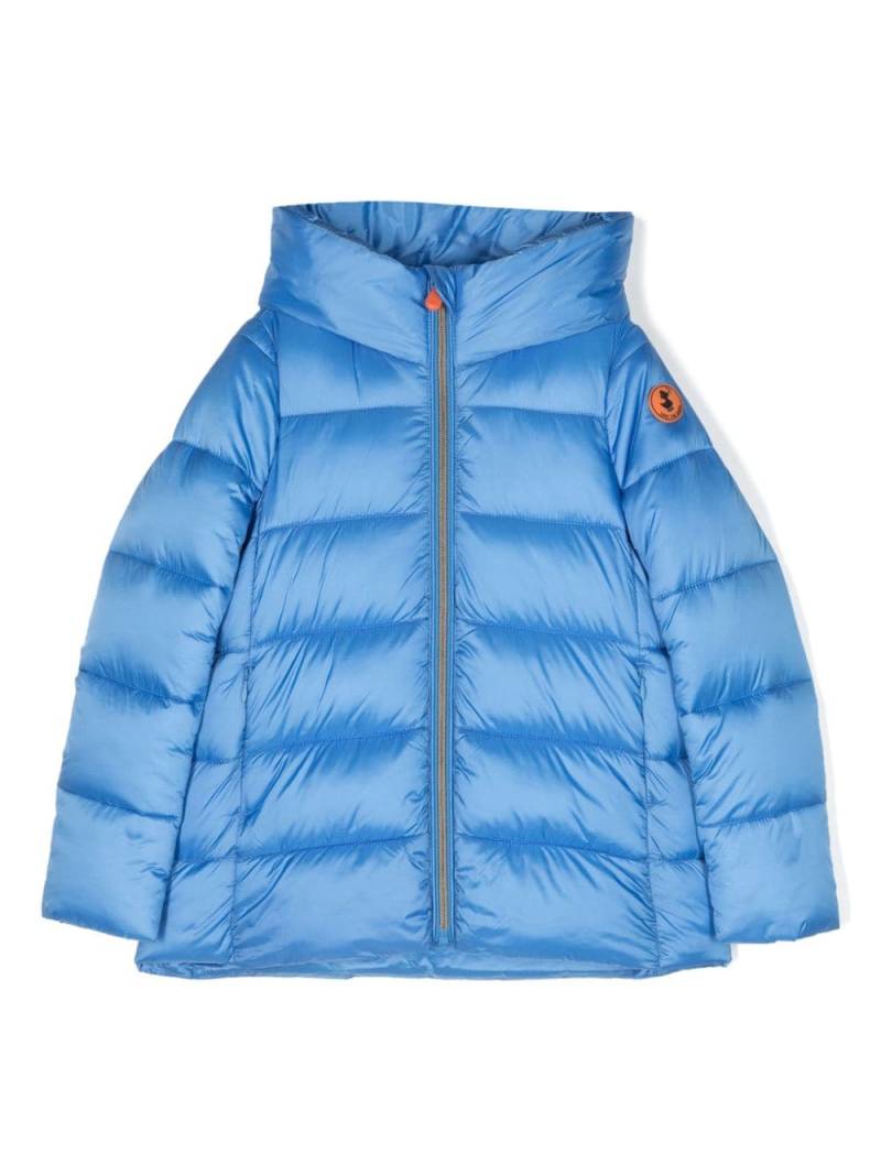 Save The Duck Kids logo-patch hooded padded jacket - Blue von Save The Duck Kids
