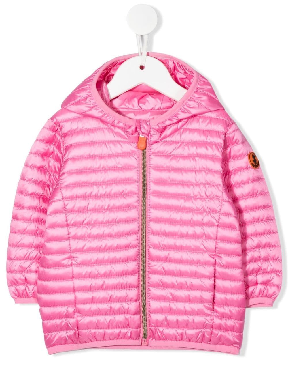 Save The Duck Kids logo-patch hooded puffer jacket - Pink von Save The Duck Kids