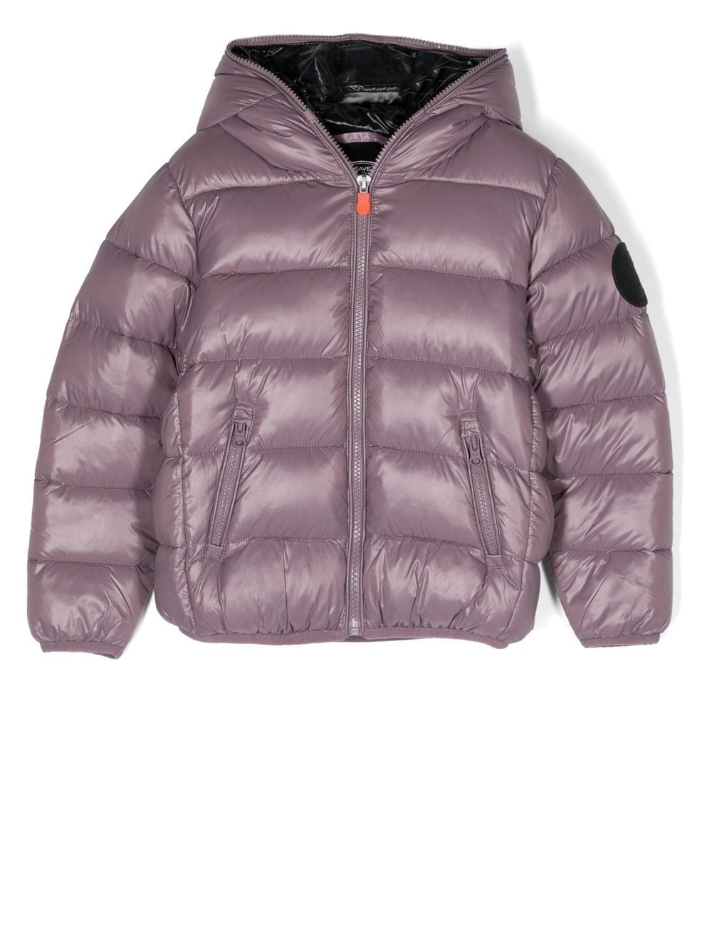 Save The Duck Kids logo-patch hooded puffer jacket - Purple von Save The Duck Kids